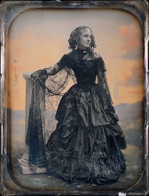 [Woman in Black Taffeta Dress and Lace Shawl], by Southworth and Hawes
