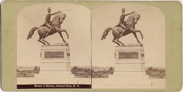 [Stereographic View of Statue of Simon Bolivar by R. de la Cora, Central Park, New York], by Edward Anthony