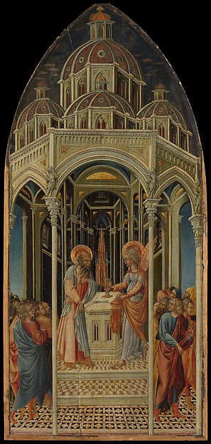 The Annunciation to Zacharias; (verso) The Angel of the Annunciation, by Giovanni di Paolo (Giovanni di Paolo di Grazia)