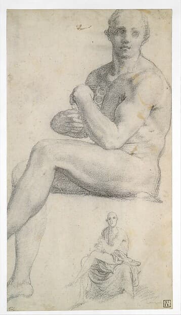 Two Studies of a Seated Male Nude, by Jacopo da Pontormo (Jacopo Carucci)