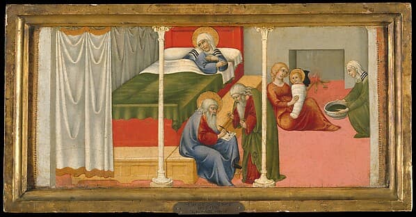 The Birth and Naming of Saint John the Baptist, by Sano di Pietro (Ansano di Pietro di Mencio)