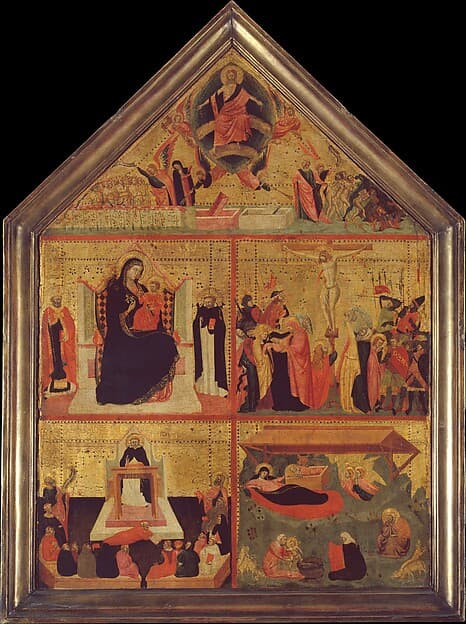 The Last Judgment; The Virgin and Child with a Bishop-Saint and Saint Peter Martyr; The Crucifixion; The Glorification of Saint Thomas Aquinas; The Nativity, by Master of the Dominican Effigies