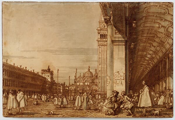 Piazza San Marco from the Southwest Corner, with the Procuratie Nuove on the Right, by Canaletto (Giovanni Antonio Canal)