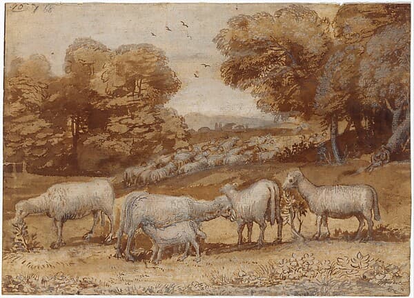 Landscape with Sheep, by Claude Lorrain (Claude Gellée)