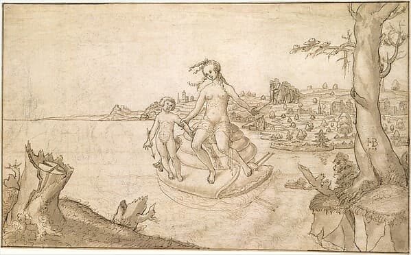Venus and Cupid on a Snail, by Hans Brosamer
