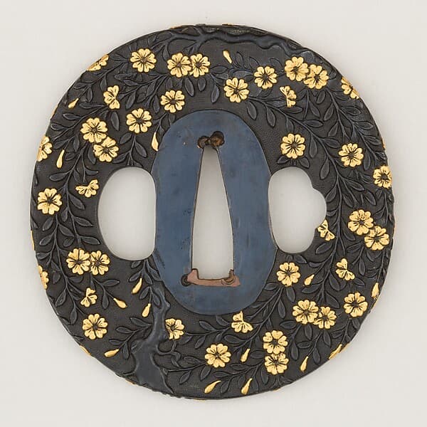 Sword guard (Tsuba) With Cherry Blossom Motif (桜図鐔)