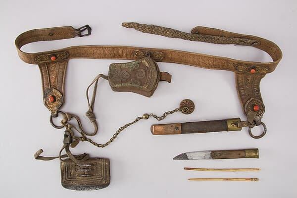 Knife with Sheath, Belt and Chopsticks