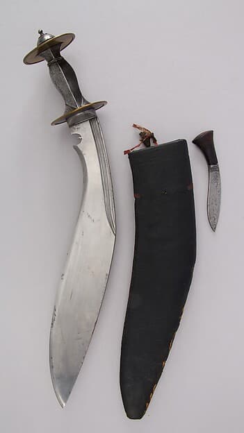 Knife (Kukri) with Sheath, Small Knife and Pouch