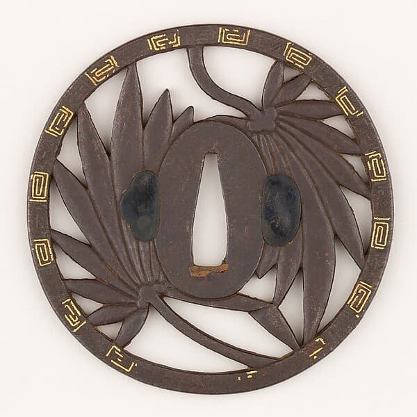 Sword Guard (Tsuba) Depicting (Chinese Windmill) Palm Branches (棕櫚透鐔)
