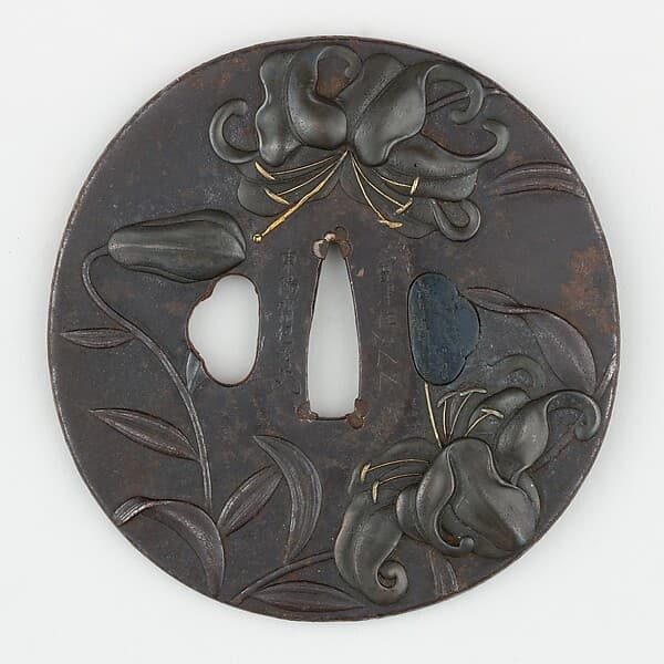 Sword Guard (Tsuba) with Lily Motif (百合図鐔)