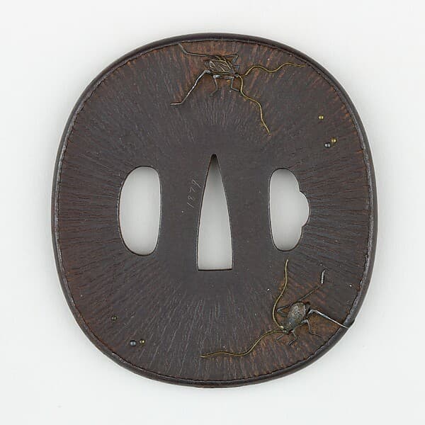 Sword Guard (Tsuba) Depicting Crickets (鈴虫図鐔)
