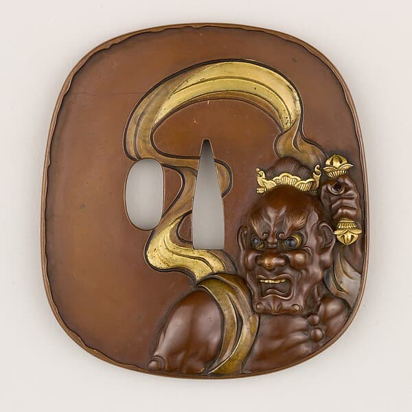 Sword Guard (Tsuba) Depicting Guardian of the Buddha (仁王図鐔)