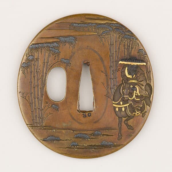 Sword guard (Tsuba) Depicting Exiled Writer and Statesman Su Shi (蘇東坡図鐔)