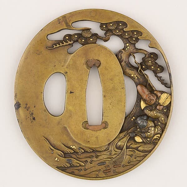 Sword Guard (Tsuba) Depicting Ebisu (恵比須図鐔)
