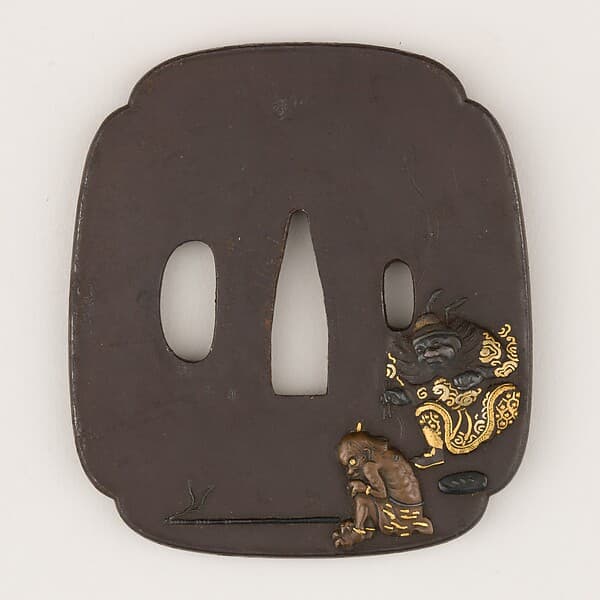 Sword guard (Tsuba) Depicting Skanda (韋駄天図鐔)