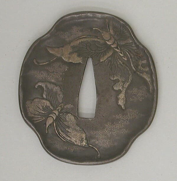 Sword guard (Tsuba) Depicting Swallowtail Butterflies (揚羽蝶図鐔)