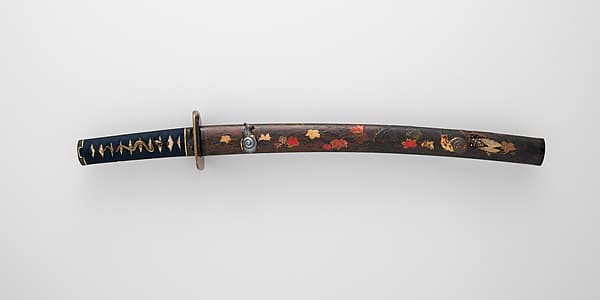 紅葉蒔絵鞘脇指拵 Mounting for a Short Sword (Wakizashi), by 重武 Shigetake