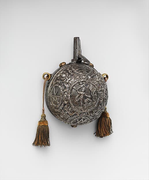 Priming Flask Bearing the Monograms and Arms of the Prince-Elector August I of Saxony (reigned 1553–86) and Anna of Denmark (reigned 1553–85)