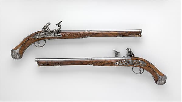 Pair of Pistols with Flintlocks alla Fiorentina, by Cristiano Leoni