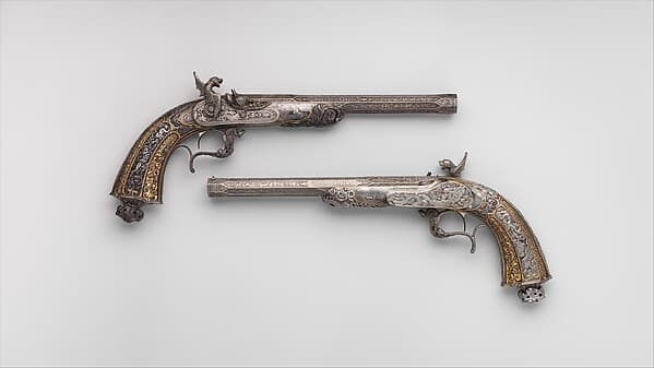 Two Percussion Exhibition Pistols, by Gilles Michel Louis Moutier-Le Page