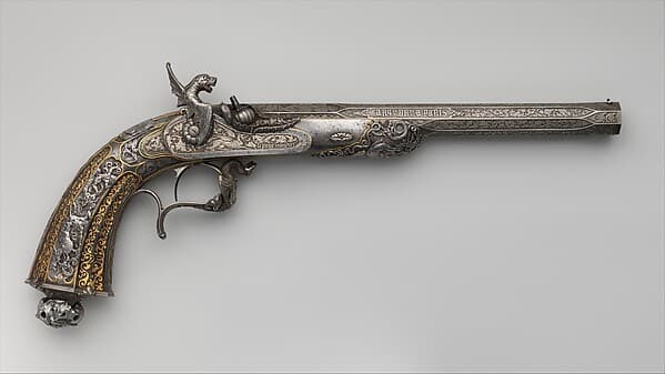 Percussion Exhibition Pistol, by Gilles Michel Louis Moutier-Le Page