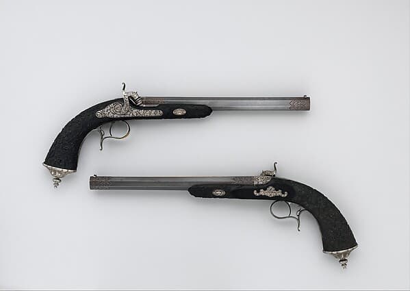 Cased Pair of Percussion Pistols with Accessories, by Louis-Julien Gastinne-Renette