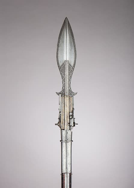 Boar Spear with Double Barrel Wheellock Pistol