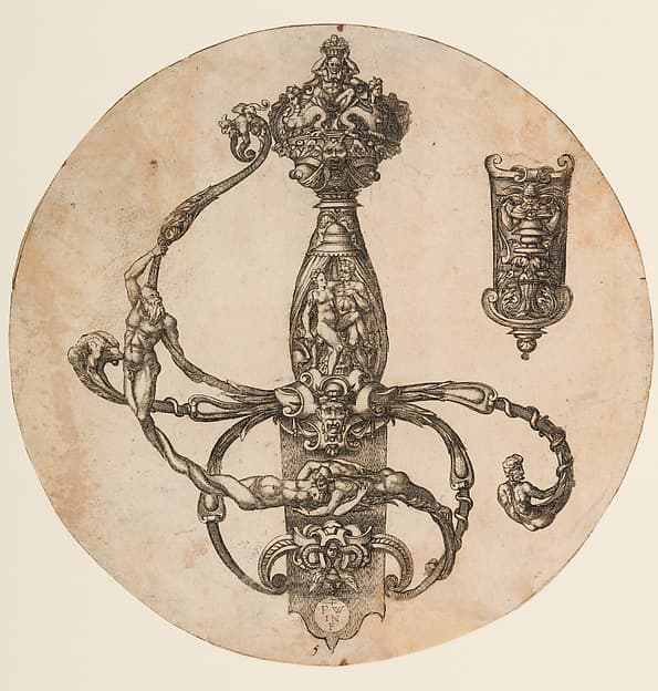 Design for a Rapier Hilt and Scabbard Chape, by Pierre Woeiriot de Bouzey II