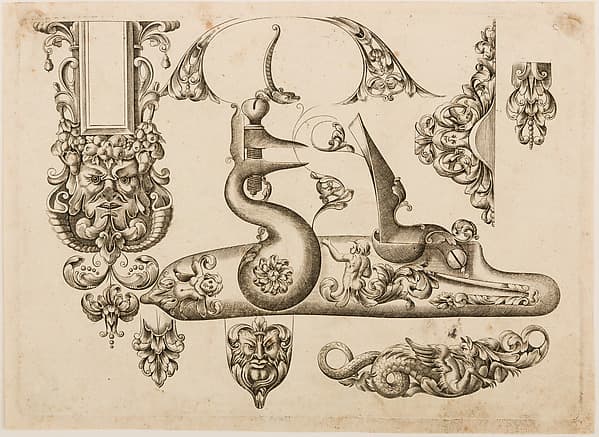 Plate Two from Plusieurs Models des plus nouuelles manieres qui sont en usage en l'Art de Arquebuzerie, by C. Jacquinet