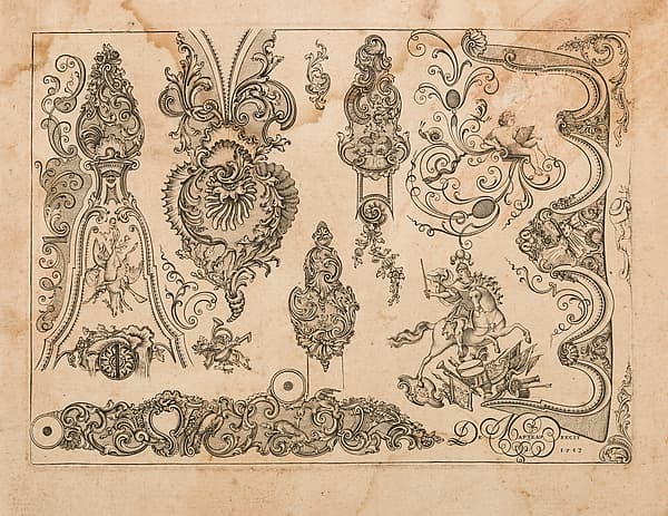 Plate Nine from Nouveavx Desseins D'Arquebvseries, by Gilles Demarteau