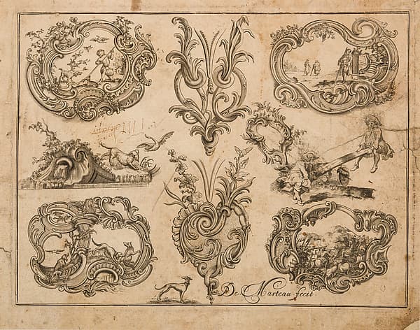 Plate Eleven from Nouveavx Desseins D'Arquebvseries, by Gilles Demarteau