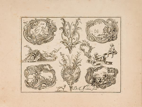 Plate Eleven from Nouveavx Desseins D'Arquebvseries, by Gilles Demarteau