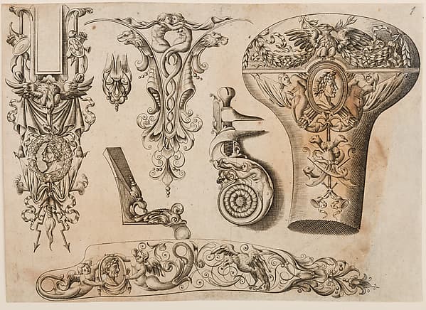 Plate One from Plusieurs Models des plus nouuelles manieres qui sont en usage en l'Art de Arquebuzerie, by C. Jacquinet