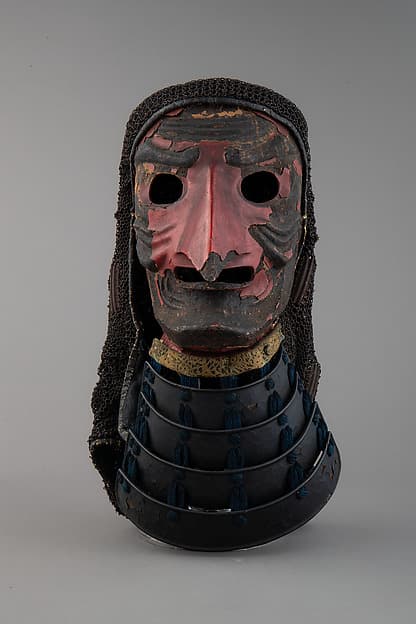 Full Mask (Sōmen) with Gorget and Mail Hood