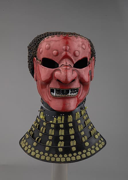 Full Mask (Sōmen) with Gorget and Mail Head Covering