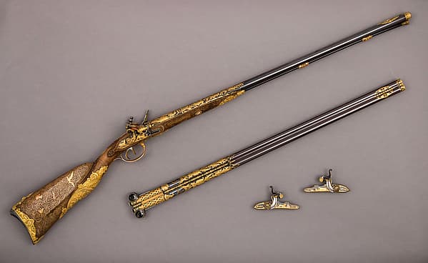 Double-Barreled Flintlock Shotgun with Exchangeable Percussion Locks and Barrels, by Nicolas Noël Boutet
