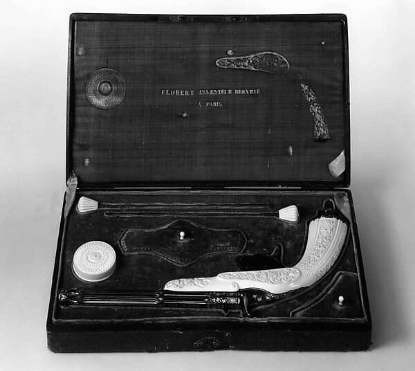 Breech-Loading Rimfire Cartridge Pistol with Case and Accessories, by Louis Nicolas Auguste Flobert