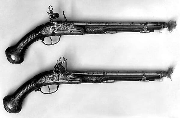 Pair of Pistols with Flintlocks a la moda, by Gabriel de Algora