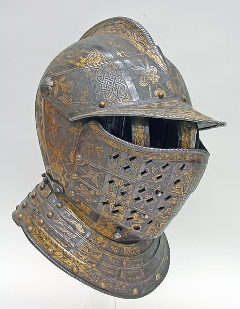 Close Helmet with Falling Buffe, by Pompeo della Cesa