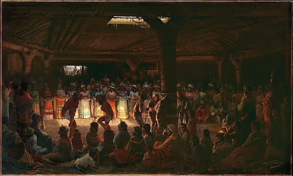 Dance in a Subterranean Roundhouse at Clear Lake, California, by Jules Tavernier
