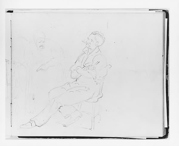Seated Man Smoking and Woman Pointing (from Sketchbook), by Francis William Edmonds