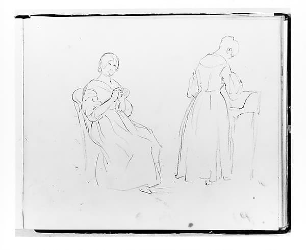 Two Studies: Woman Sewing; Woman at a Desk (from Sketchbook), by Francis William Edmonds