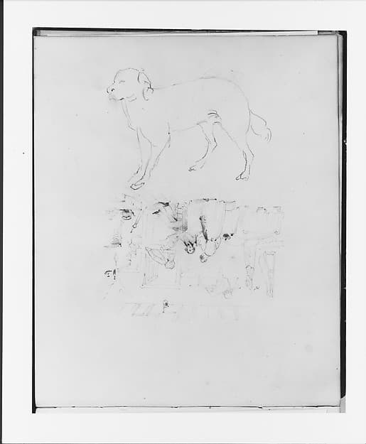 Interior Scene and Study of a Dog (from Sketchbook), by Francis William Edmonds