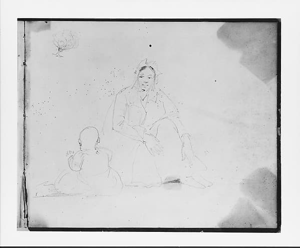 Mother and Baby; Sketch of a Tree (from Sketchbook), by Francis William Edmonds