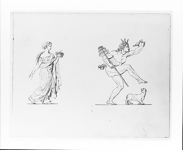 Classical Female Figure; Satyr and Dog (from Sketchbook), by John Quincy Adams Ward