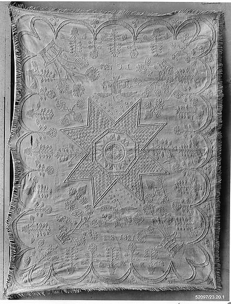 Embroidered whitework coverlet, by Jane Simonton Chapman