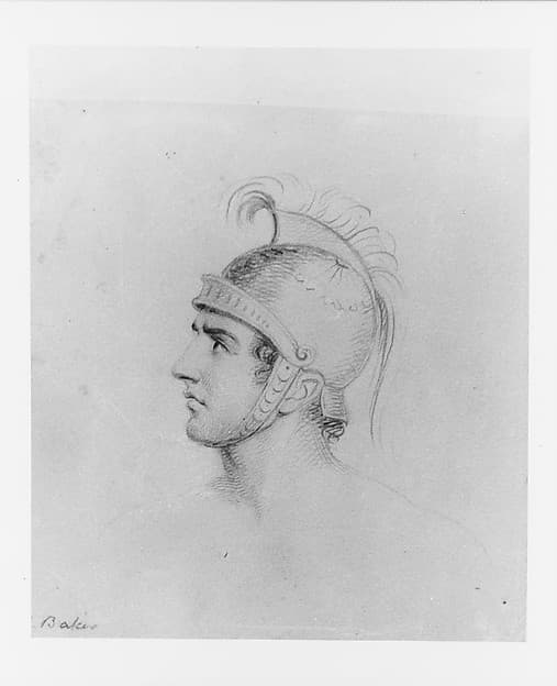 Head of a Man Wearing a Helmet (from McGuire Scrapbook), by George Augustus Baker Jr.