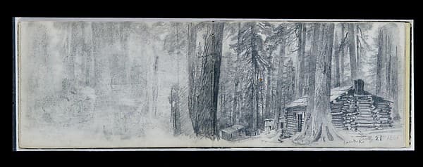 Camp A: Log Cabin in Woods (from Sketchbook X), by William Trost Richards