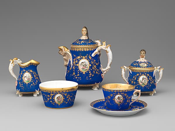 Partial tea set (teapot, sugar bowl, cream pitcher, slop bowl), by Union Porcelain Works