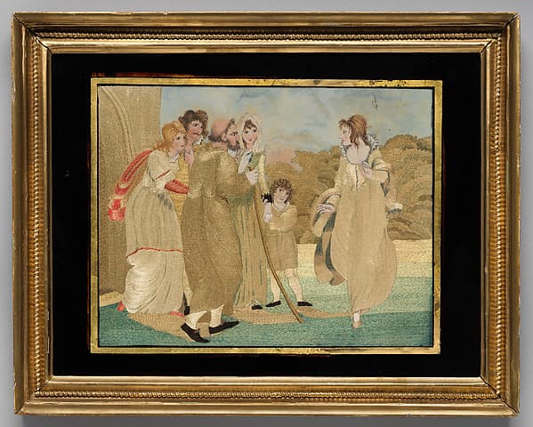 “The Friar of Orders Gray” needlework picture, by Narcissa Sewall